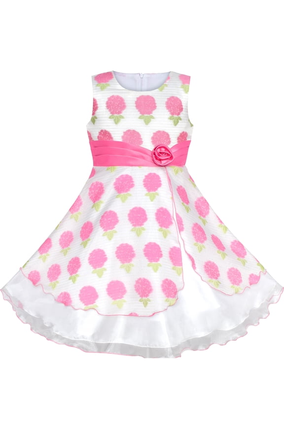 Girls Dress Pink Floral Hydrangea Easter Birthday Party 4-5 Years