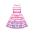 thumbnail image 1 of Girls Dress Pink Floral Leaf Striped Sleeveless Summer Sundress Cotton 11-12 Years, 1 of 7