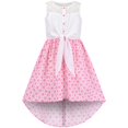 thumbnail image 1 of Sunny Fashion Girls Dress Pink Lace Chiffon Heart Party Plaid Tied Sleeveless 8 Years, 1 of 5