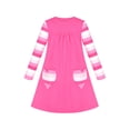 thumbnail image 1 of Girls Dress Pink Long Sleeve Heart Pocket Striped Casual Cotton 6 Years, 1 of 6