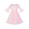 thumbnail image 1 of Girls Dress Pink Lotus Sleeve Lace Princess Party Dress 10 Years, 1 of 6