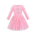 thumbnail image 1 of Girls Dress Pink Shiny Sequin Fireworks Tulle Long Sleeve 6 Years, 1 of 6