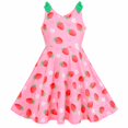 thumbnail image 1 of Sunny Fashion Girls Dress Pink Strawberry V-neck Sweet Summer Sleeveless Casual 4 Years, 1 of 5