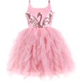 thumbnail image 1 of Sunny Fashion Girls Dress Pink Swan Sequin Halter Ruffle Backless Criss Cross Hollow 4 Years, 1 of 5