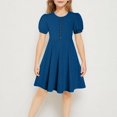thumbnail image 1 of Girls Dress Plain Long/Short Sleeve Cotton Dress Kids Autumn Winter Spring Summer Casual T-Shirt Dress Girls Skate Dress for 7-13 Years, 1 of 6