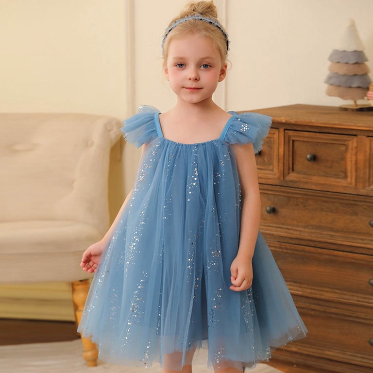 comfortable princess dress toddler Swuxness Girl's Casual Sleeveless Princess Dress, Toddler Dresses, Kids Girl Solid Color Crew Neck Elastic Bust Comfortable Lightweight Soft Dress