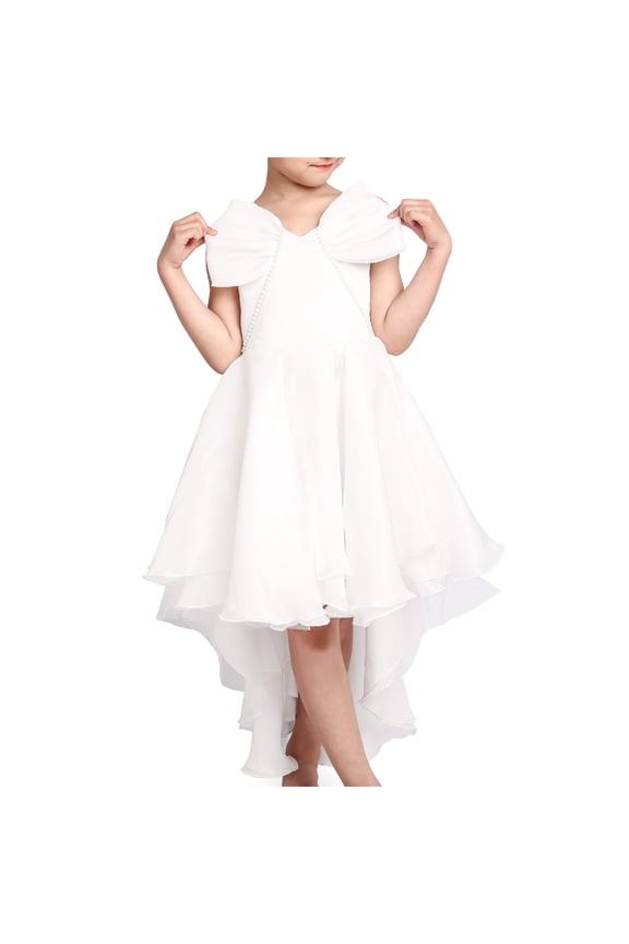 Girls Dress Princess Hi-lo Off White Pearl Pageant Dancing Ball 6 Years