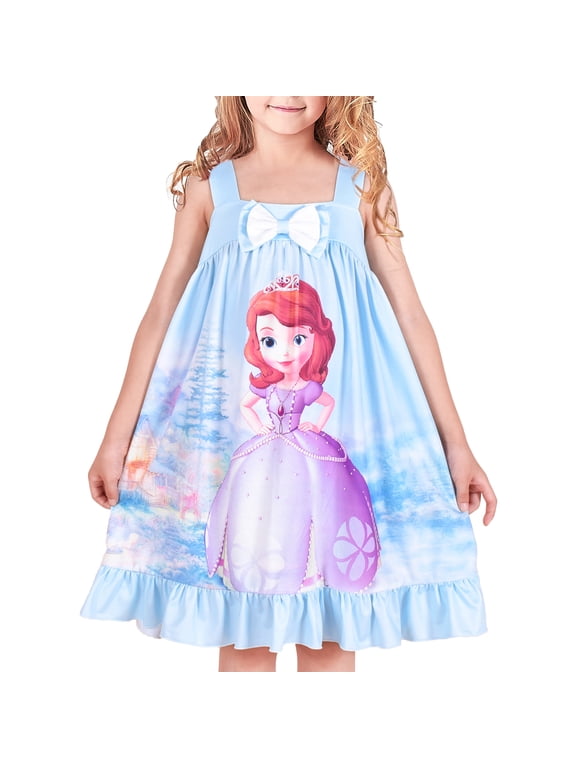 Girls Dress Princess Nightgown Sleepwear Summer Pajama Bow Tie 3 Years