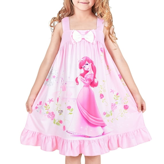 Girls Dress Princess Nightgown Sleepwear Summer Pajama Bow Tie 5 Years