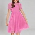 thumbnail image 1 of Girls Dress Puffy Short Sleeve A Line Casual Party Dress Summer Dresses for Girls 13-14 Years, 1 of 3