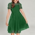 thumbnail image 1 of Girls Dress Puffy Short Sleeve A Line Casual Party Dress Summer Dresses for Girls 9-10 Years, 1 of 3