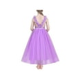thumbnail image 1 of Girls Dress Purple Check Flower Halter Hollow V-back Princess Pageant 6 Years, 1 of 1