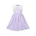 thumbnail image 1 of Girls Dress Purple Daisy Flower Plaid Sleeveless Casual Cotton 8 Years, 1 of 7