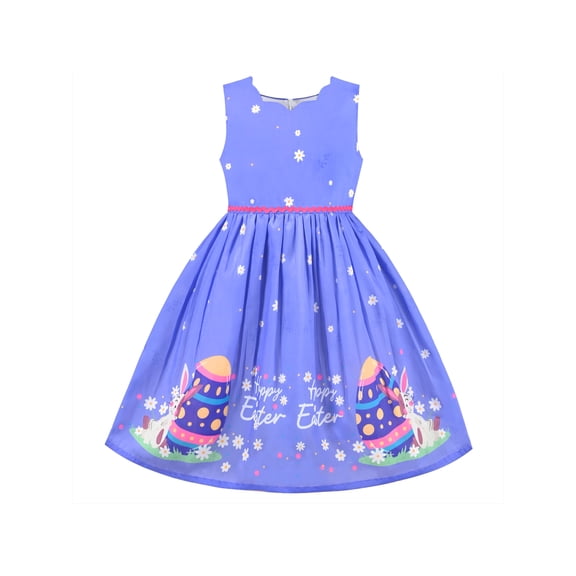 Girls Dress Purple Easter Rabbit Egg Daisy Flower Spring Sundress 12 Years
