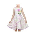 thumbnail image 1 of Girls Dress Purple Floral Big Swing Round Neck Party Classic Sleeveless 10 Years, 1 of 7