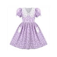thumbnail image 1 of Girls Dress Purple Floral Lace Pocket Vintage Puff Sleeve Classic Retro 10 Years, 1 of 8