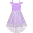 thumbnail image 1 of Girls Dress Purple Off Shoulder Hi-low Skirt Bridesmaid 7 Years, 1 of 6