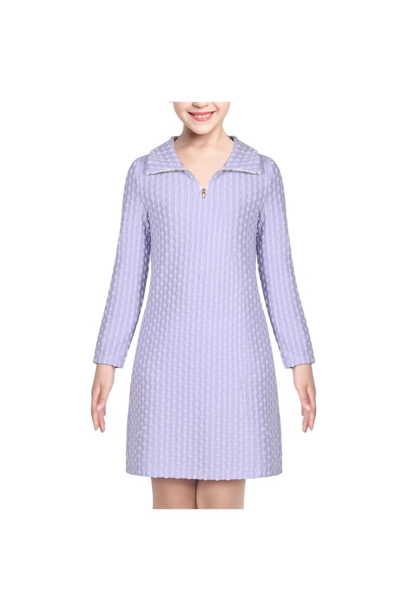 Girls Dress Purple Rib Knit Mock Turtleneck Straight Long Sleeve Winter 8 Years