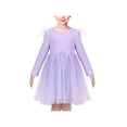 thumbnail image 1 of Girls Dress Purple Ribbed Knit Star Rhinestone Feather Tulle Princess 6 Years, 1 of 6