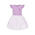 thumbnail image 1 of Girls Dress Purple Ruffle Sleeve Butterfly Sparkling Skirt Party 5 Years, 1 of 1