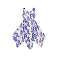 thumbnail image 1 of Girls Dress Purple Tropical Leaf Hanky Hem Summer Sundress Party Beach 12 Years, 1 of 7