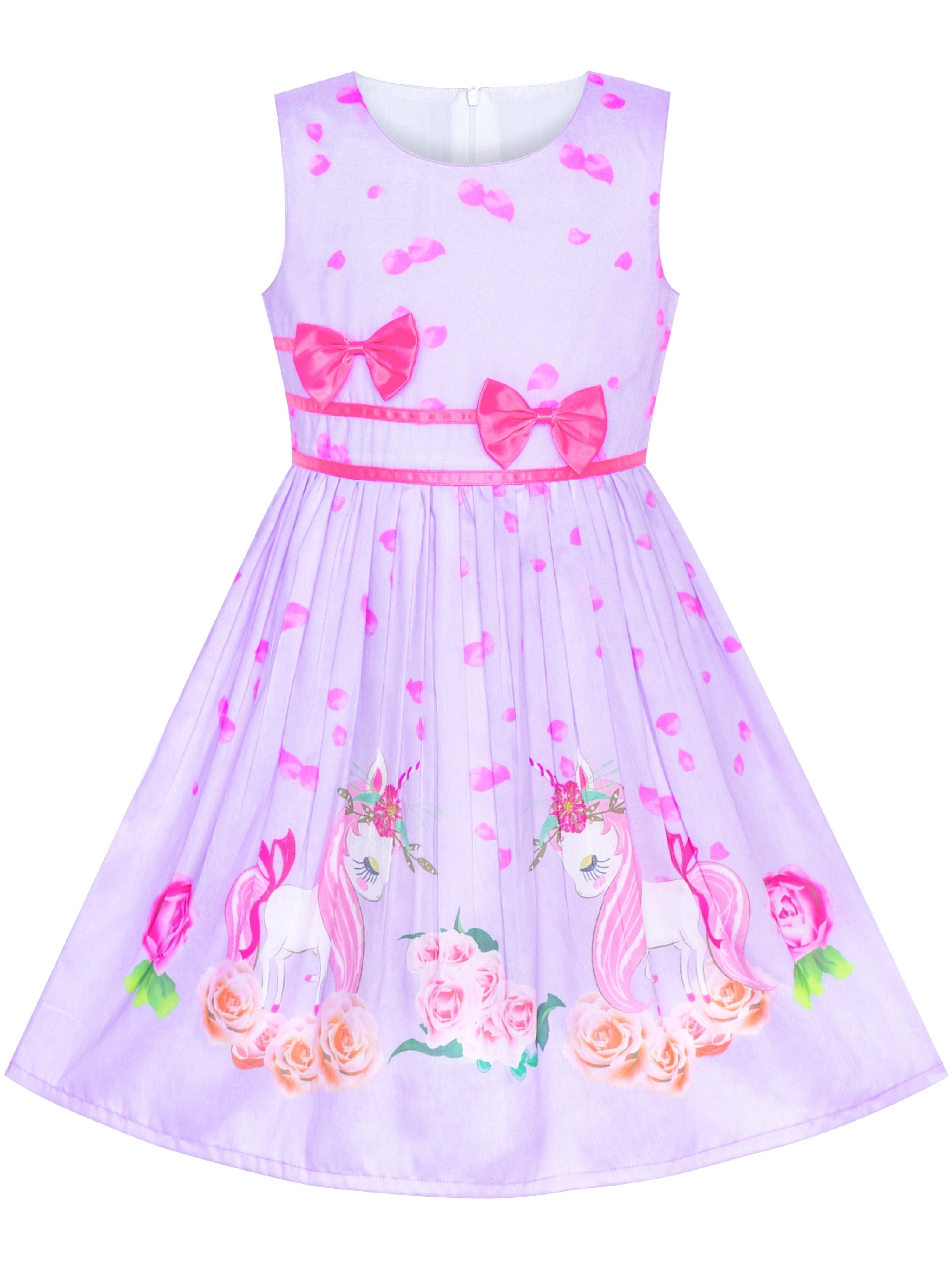 Girls Dress Green Unicorn Flower Summer Sundress 11-12 Years - Walmart.com
