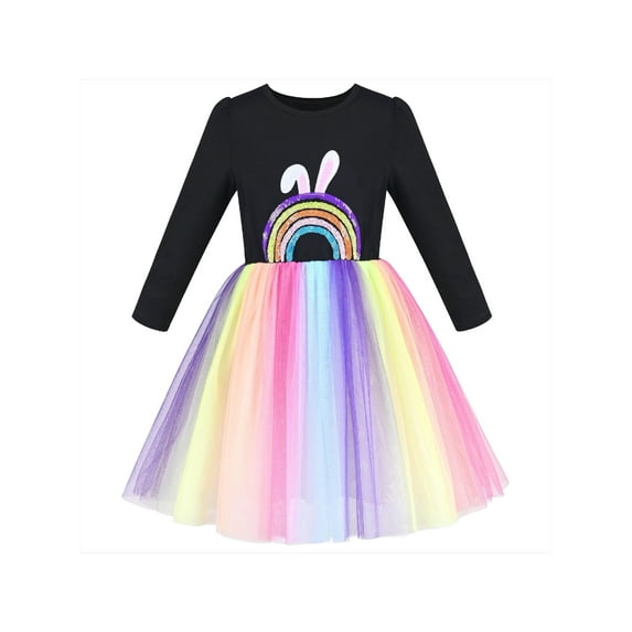 Girls Dress Rainbow Easter Rabbit Bunny Egg Hunting Gradient Tulle 8 Years
