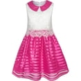 thumbnail image 1 of Girls Dress Red Blue Lace Stripe Collar Party Sundress 4, 1 of 6