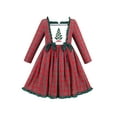 thumbnail image 1 of Girls Dress Red Christmas Tree Plaid Checks Vintage Bow Tie Square Neck 8 Years, 1 of 6