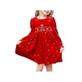 thumbnail image 1 of Girls Dress Red Christmas Tree Snowflake Santa New Year Party 7-8 Years, 1 of 1