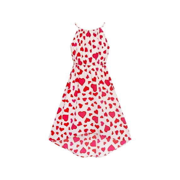 Girls Dress Red Heart Love Sleeveless Valentine's Day Slip Dress 10 Years