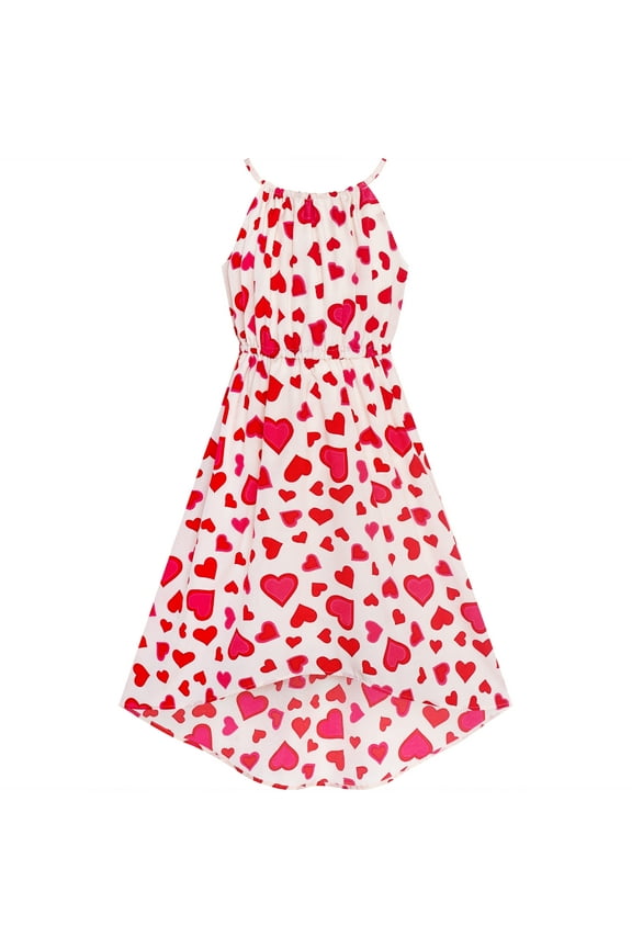 Girls Dress Red Heart Love Sleeveless Valentine's Day Slip Dress 6 Years