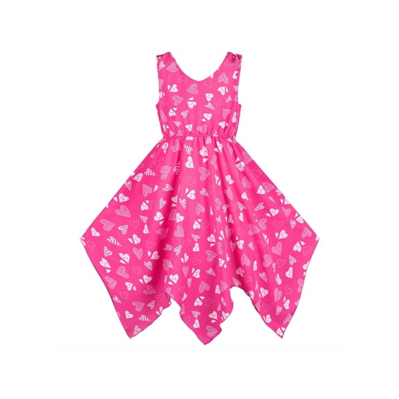 Girls Dress Red Heart Princess Easter Hanky Hem Spring Valentine's Day 7 Years
