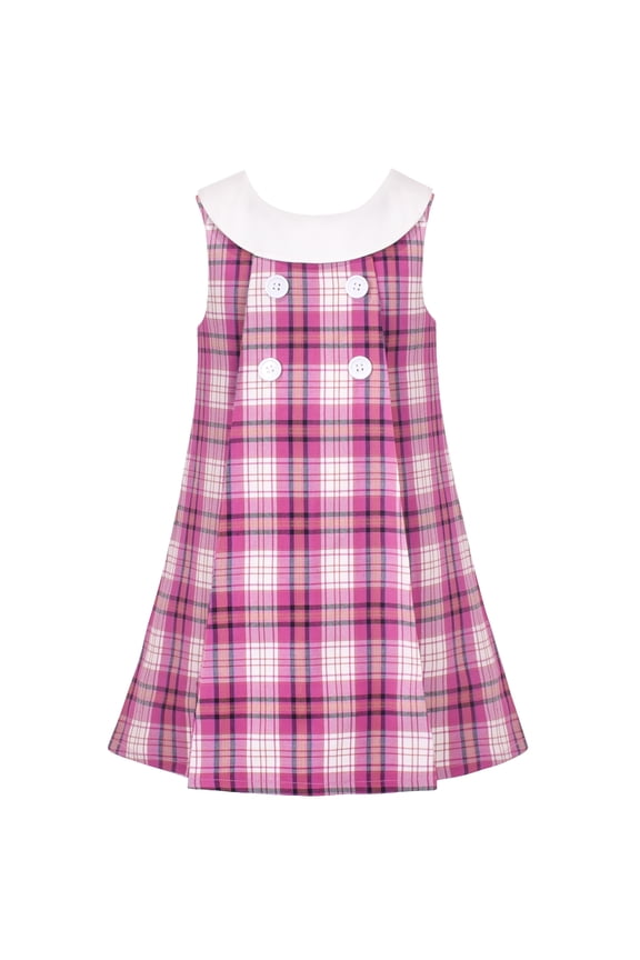 Girls Dress Red Plaid Lattice O-neck Big Bow Sleeveless School Uniform 5 Years