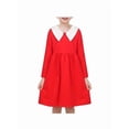 thumbnail image 1 of Girls Dress Red White Collar Casual School Cozy Cotton 8 Years, 1 of 7