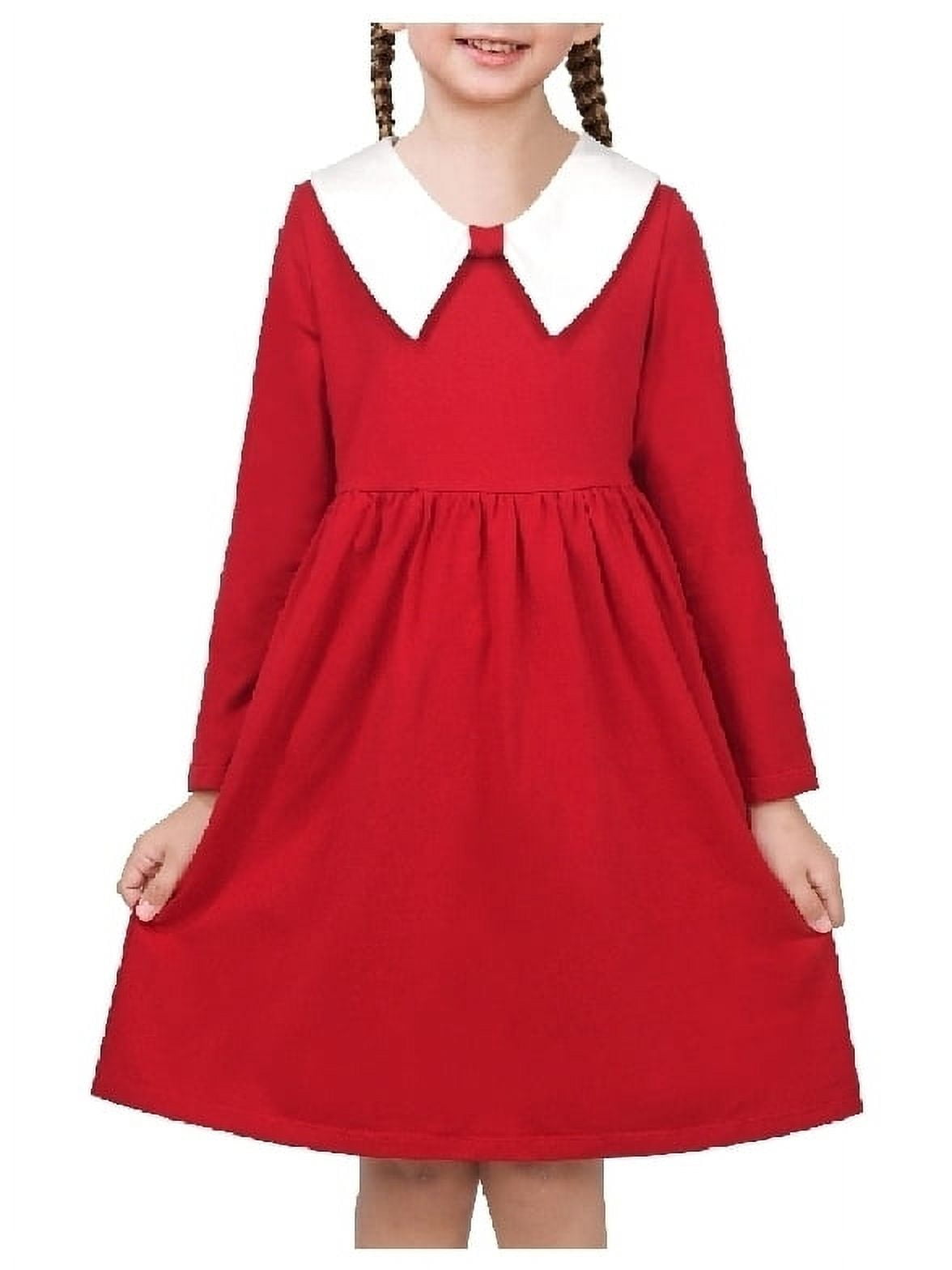 fitted lace wedding dress The Red Mini Long Sleeve High Collar Ruffle Dress- The Flare Dress –  MAPDesigns main image 1