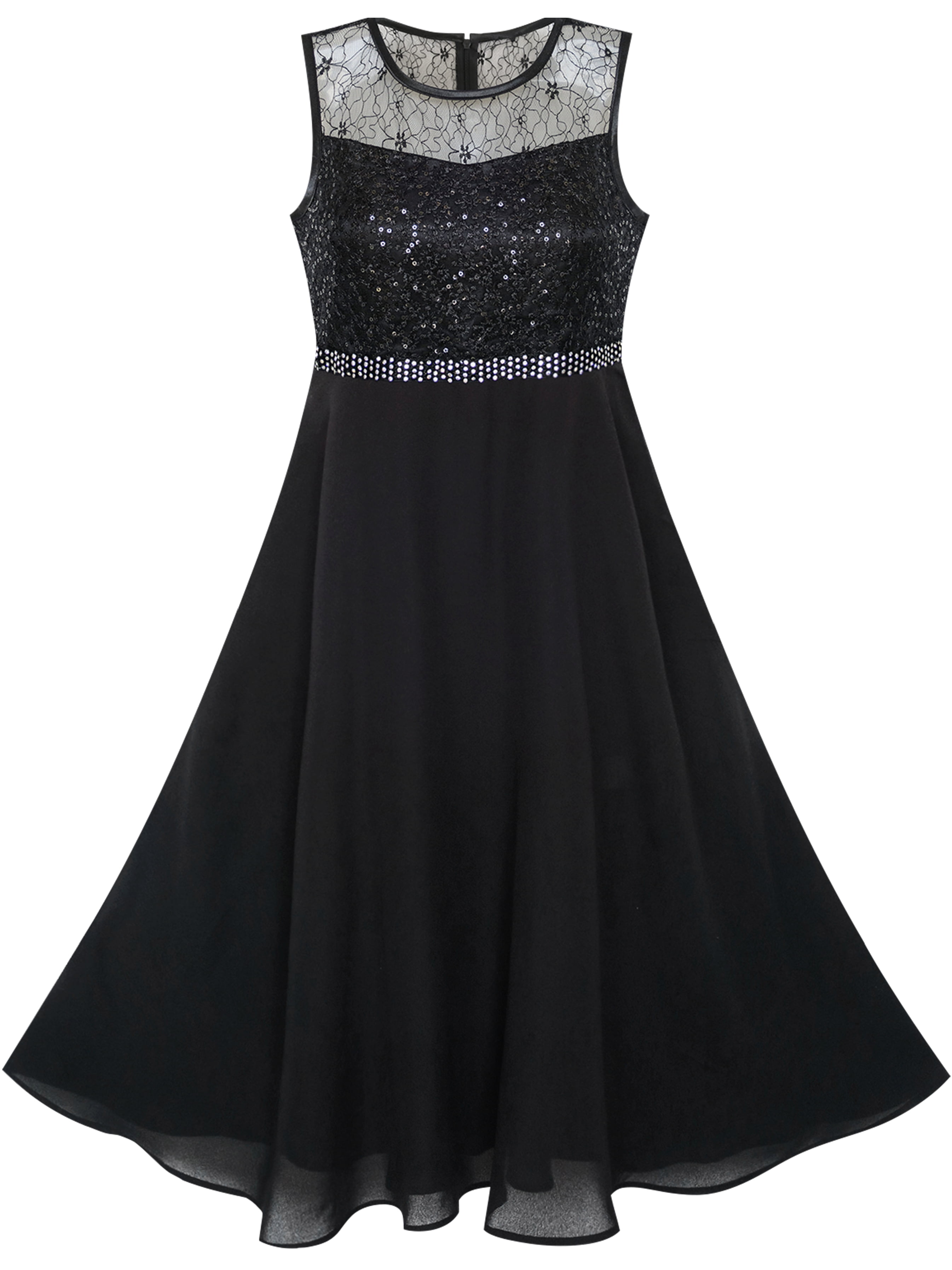 Girls Dress Rhinestone Chiffon Bridesmaid Dance Ball Maxi Gown 14
