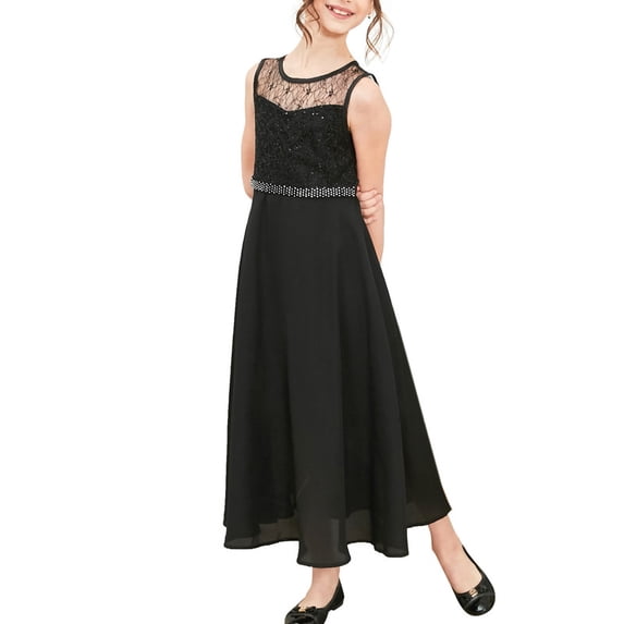 Sunny Fashion Girls Dress Rhinestone Chiffon Bridesmaid Wedding Pageant Formal Special Occasion Dance Night Ball Maxi Gown, Size 8