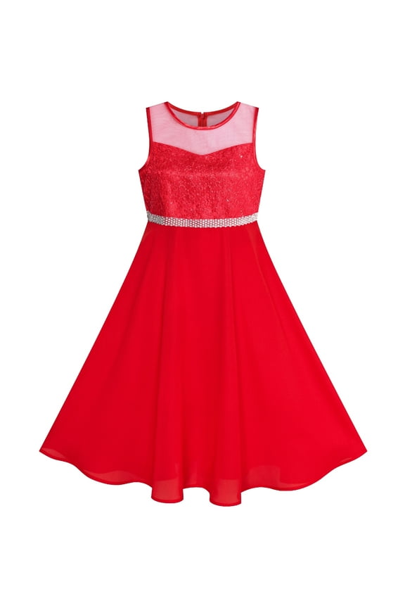 Girls Dress Rhinestone Chiffon Dance Ball Maxi Gown 6 Years