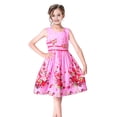 thumbnail image 1 of Sunny Fashion Girls Dress Rose Flower Double Bow Tie Party Sundress Casual 9-10 Years, 1 of 10