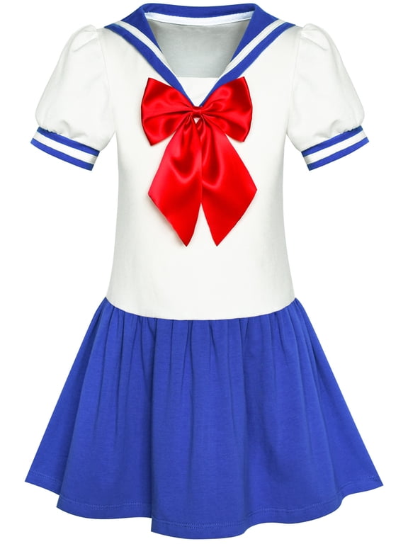 Girls Dress Sailor Cosplay School Uniform Navy Suit 10 Years