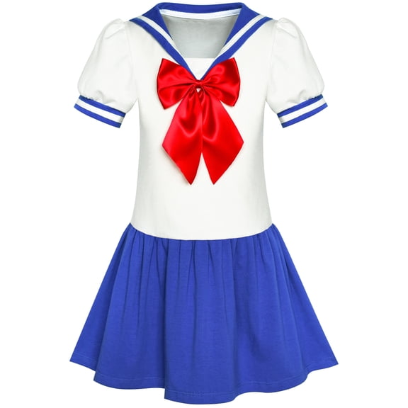 Girls Dress Sailor Cosplay School Uniform Navy Suit 6 Years