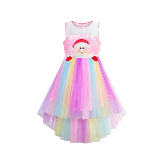 Girls Dress Santa Christmas Hat Holiday Party Dress 6 Years