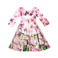 thumbnail image 1 of Girls Dress Satin Silk Butterfly City Building View Pink 4, 1 of 4