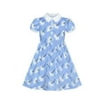 thumbnail image 1 of Girls Dress School Uniform Blue Flower Striped Print White Collar 5 Years, 1 of 6