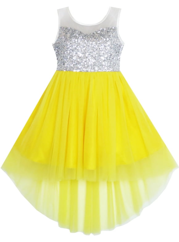 Girls Dress Sequin Mesh Party Princess Tulle Shiny Glitter 7 Years