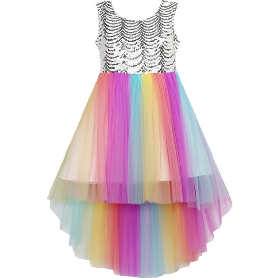 Girls Dress Sequin Mesh Party Wedding Princess Tulle 10