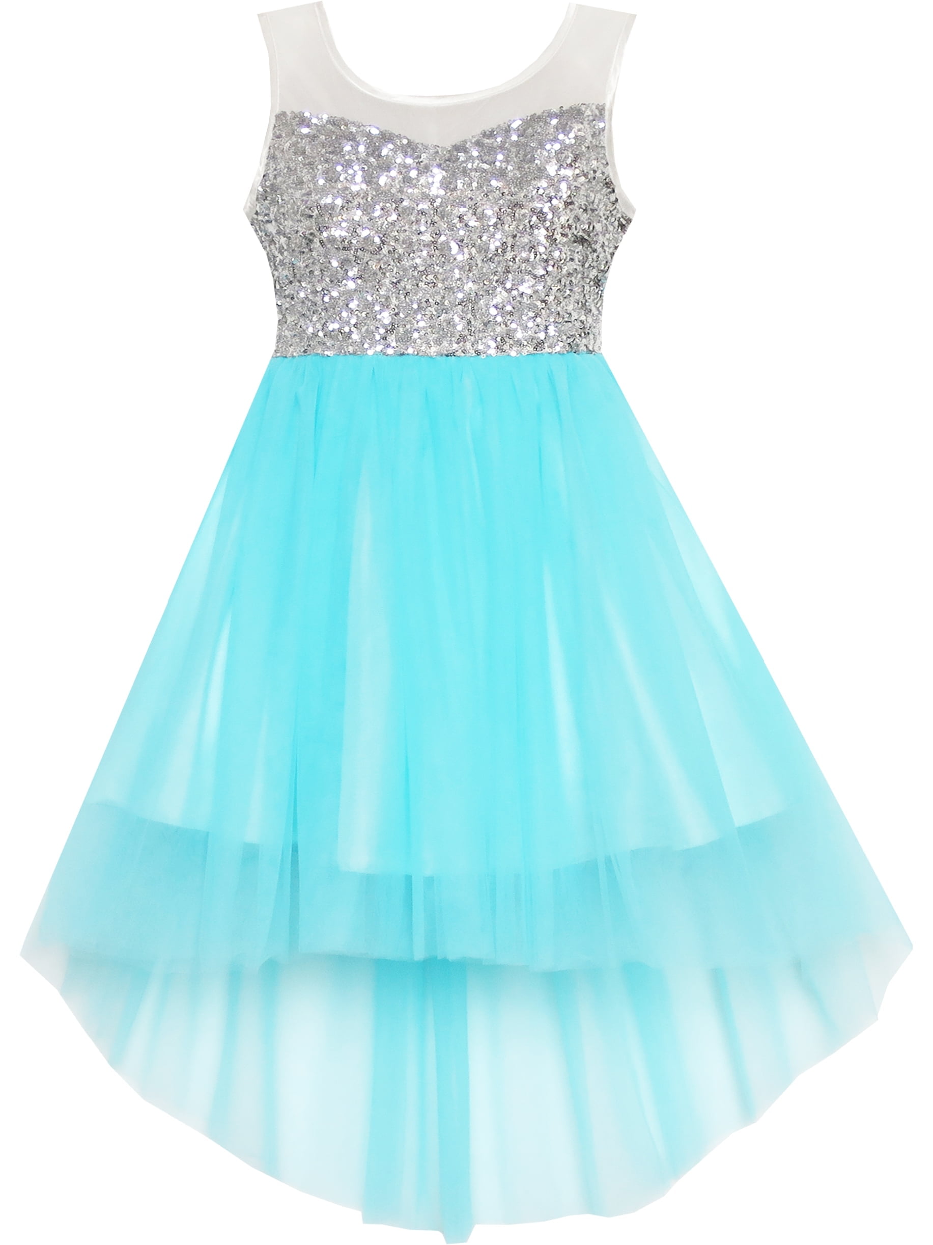 Sunny Fashion Girls Pageant Formal Dress, Sequin Mesh Party Wedding  Princess Tulle in Blue, Size 10 - Walmart.com