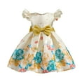 thumbnail image 1 of Girls Dress Sequins Princess Sleeveless Flower Girl Wedding Bridesmaid Dresses Tutu Ruffles Kids Prom Dress for Party Birthday Yellow 4-5 Years, 1 of 4