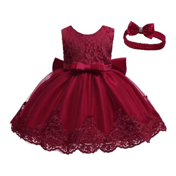 Girls Dress Set + Lace Bow Headband